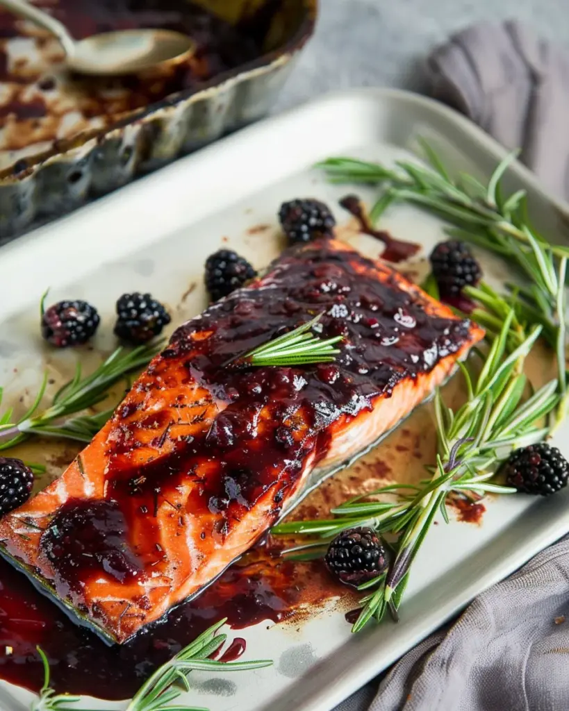 Oven Baked Salmon with Blackberry Barbecue Sauce 4 7 1 9