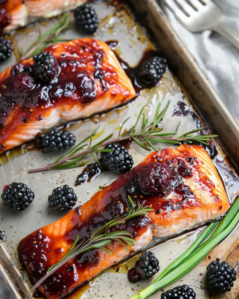 Oven Baked Salmon with Blackberry Barbecue Sauce