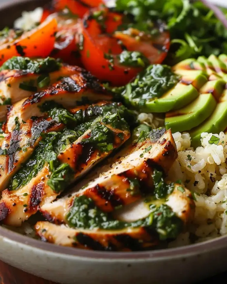 Chimichurri Grilled Chicken Bowl with Garlic Sauce
