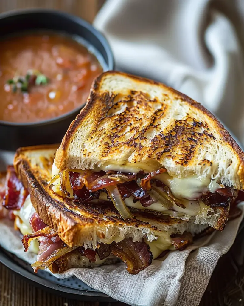 Bacon and Caramelized Onion Grilled Cheese Sandwiches