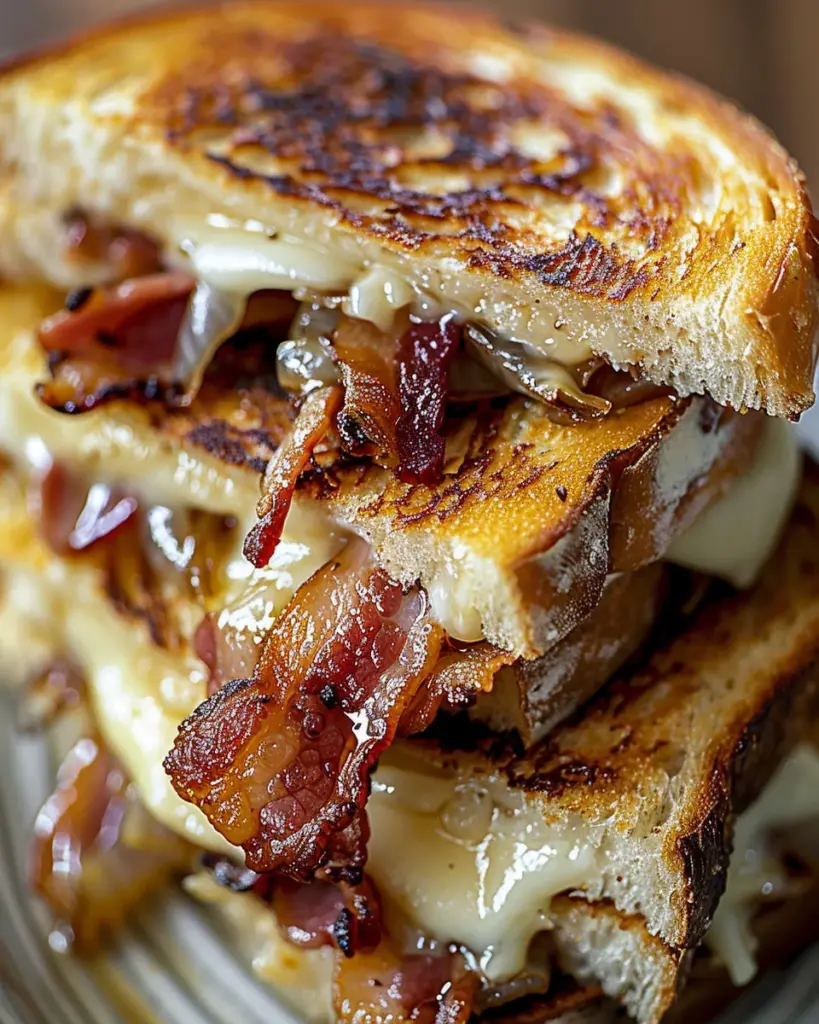 Bacon and Caramelized Onion Grilled Cheese Sandwiches 4 g 2 3