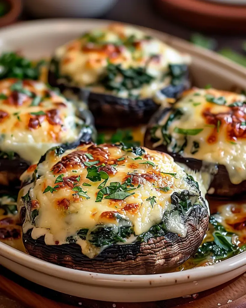 Spinach Cheese Stuffed Portobello Mushrooms