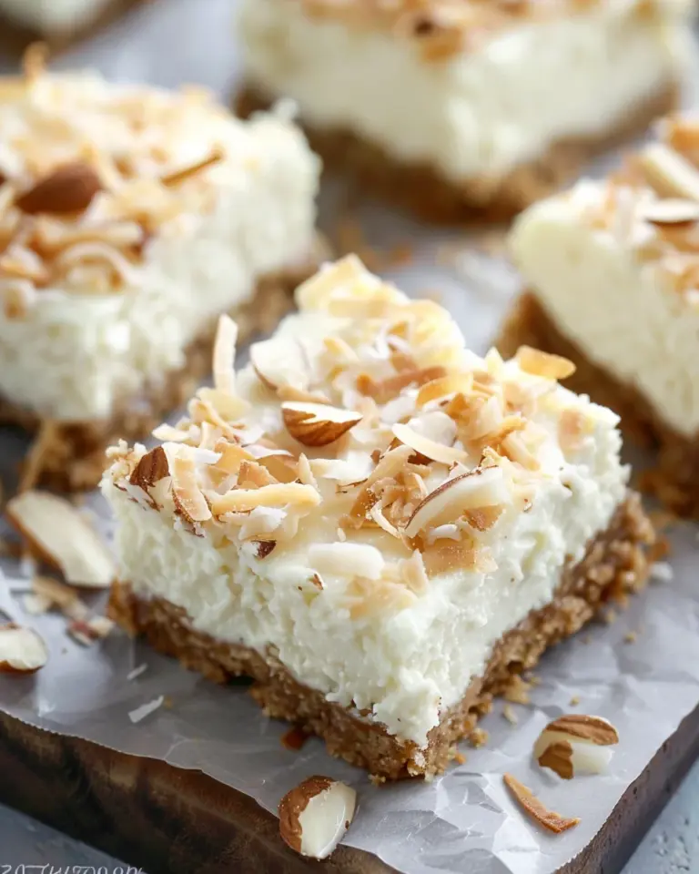 Skinny Coconut Cheesecake Bars