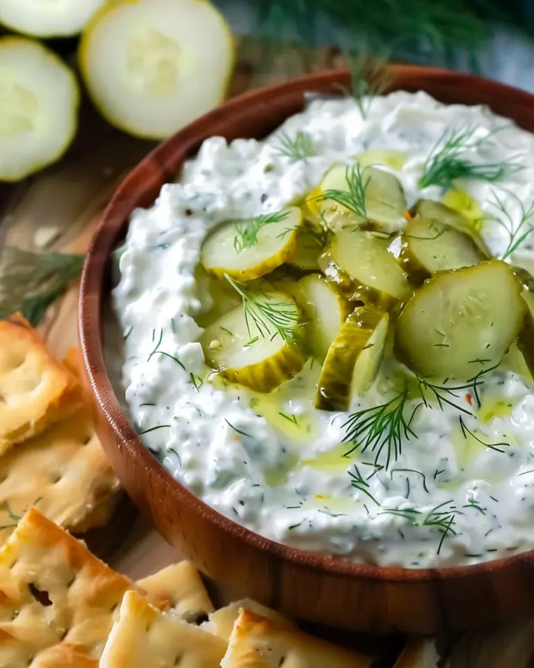 Creamy Dill Pickle Cottage Cheese Dip