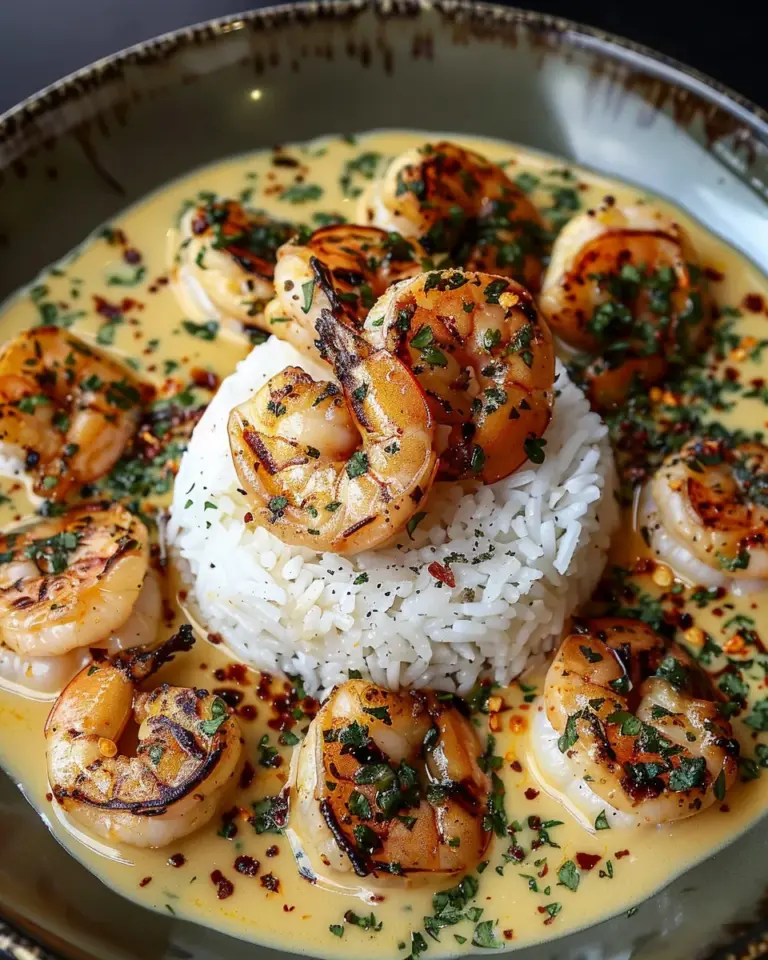 Creamy Garlic Butter Shrimp over Rice Recipe
