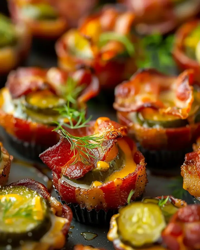 Tasty Cheese Dill Pickle Bacon Shots