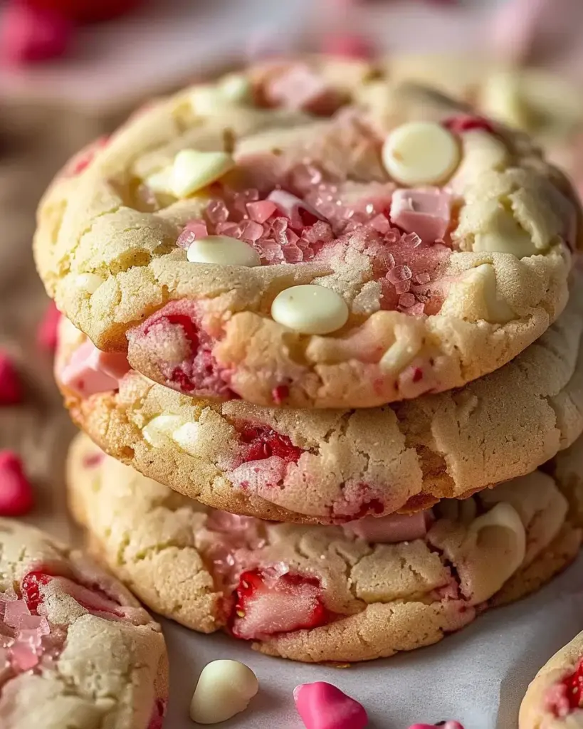 Irresistible Valentine’s Strawberry White Chocolate Cookies