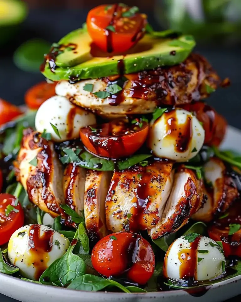 Baked Marinated Chicken Salad with Mozzarella and Balsamic Vinaigrette