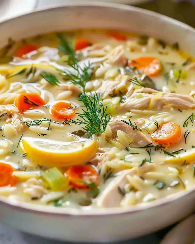 Creamy Greek Lemon Chicken Soup