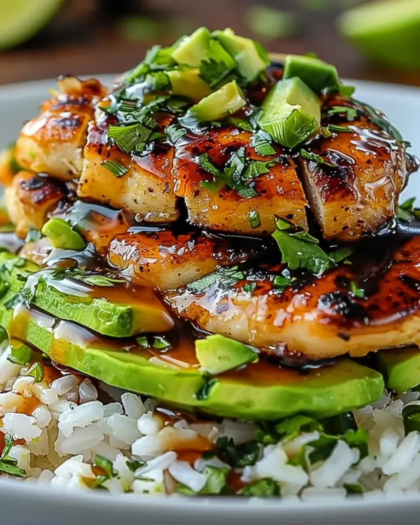 Tangy Honey Lime Chicken & Avocado Rice Stack That Delights