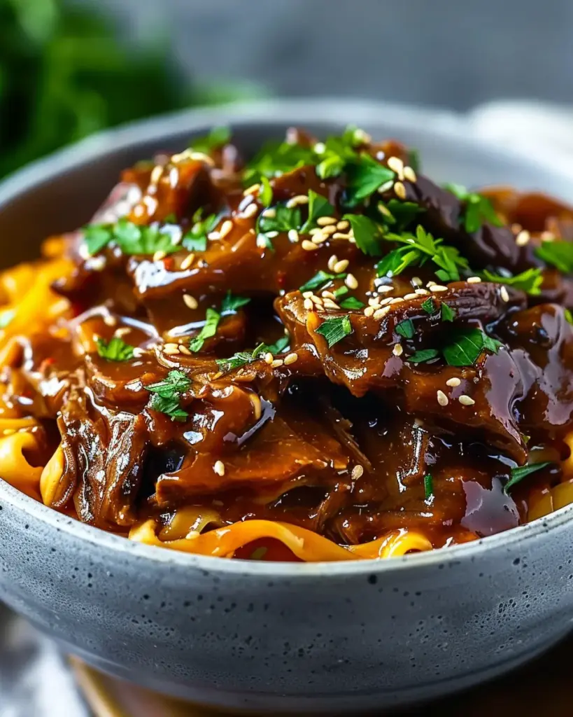 Slow Cooker Korean Beef Noodles Recipe