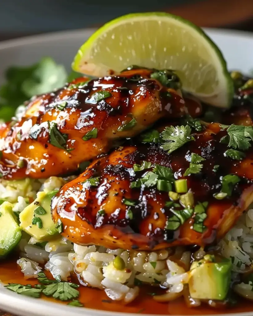 Honey Lime Chicken & Avocado Rice Stack
