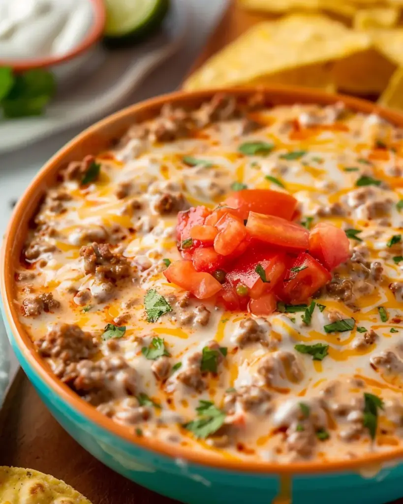 Easy Rotel Dip with Ground Beef and Sour Cream