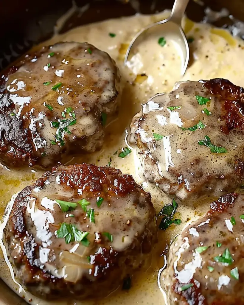 Salisbury Steaks in Horseradish Parmesan Sauce