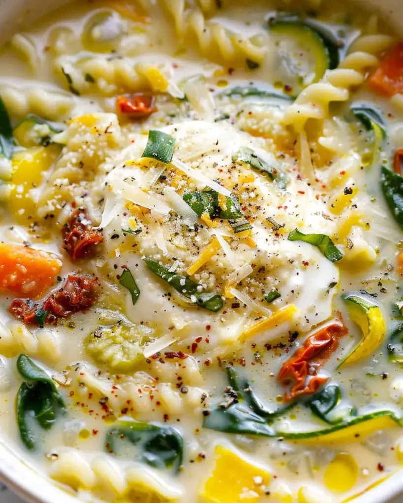 Creamy White Lasagna Soup with Veggies