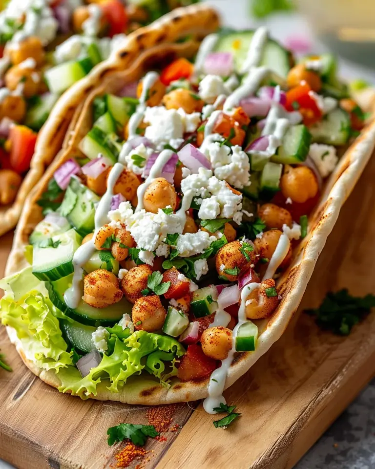 Mediterranean Chickpea Pita Tacos