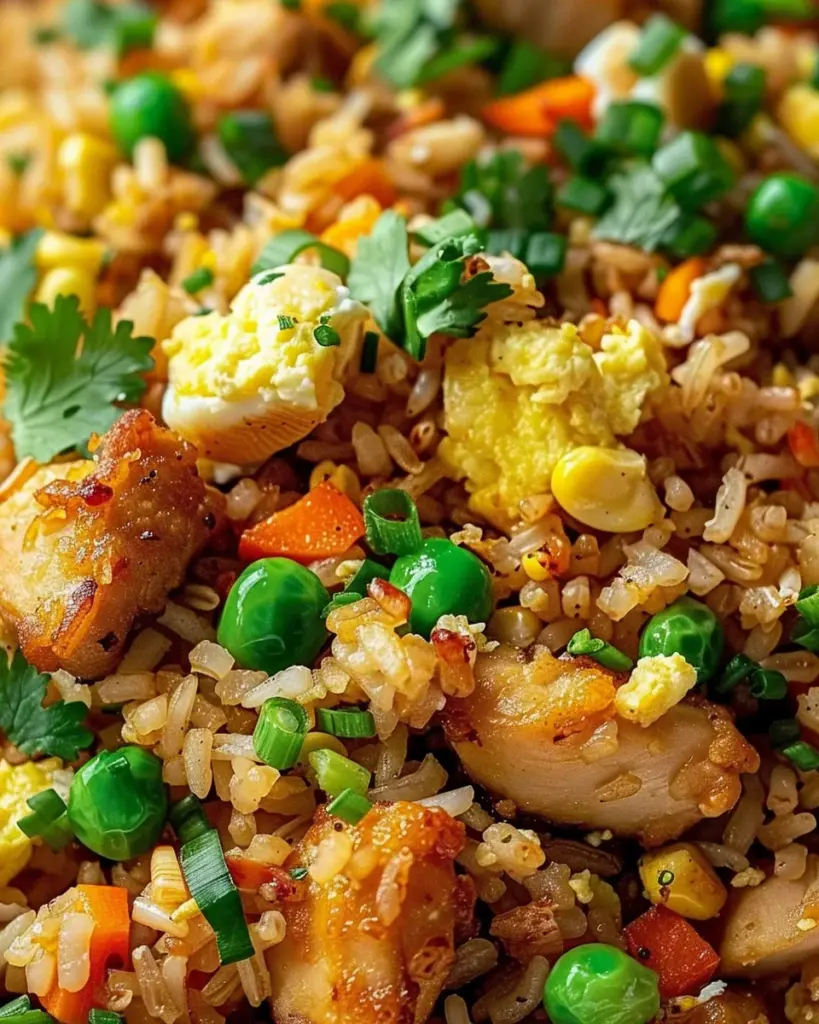High Protein Crispy Garlic Chicken Fried Rice