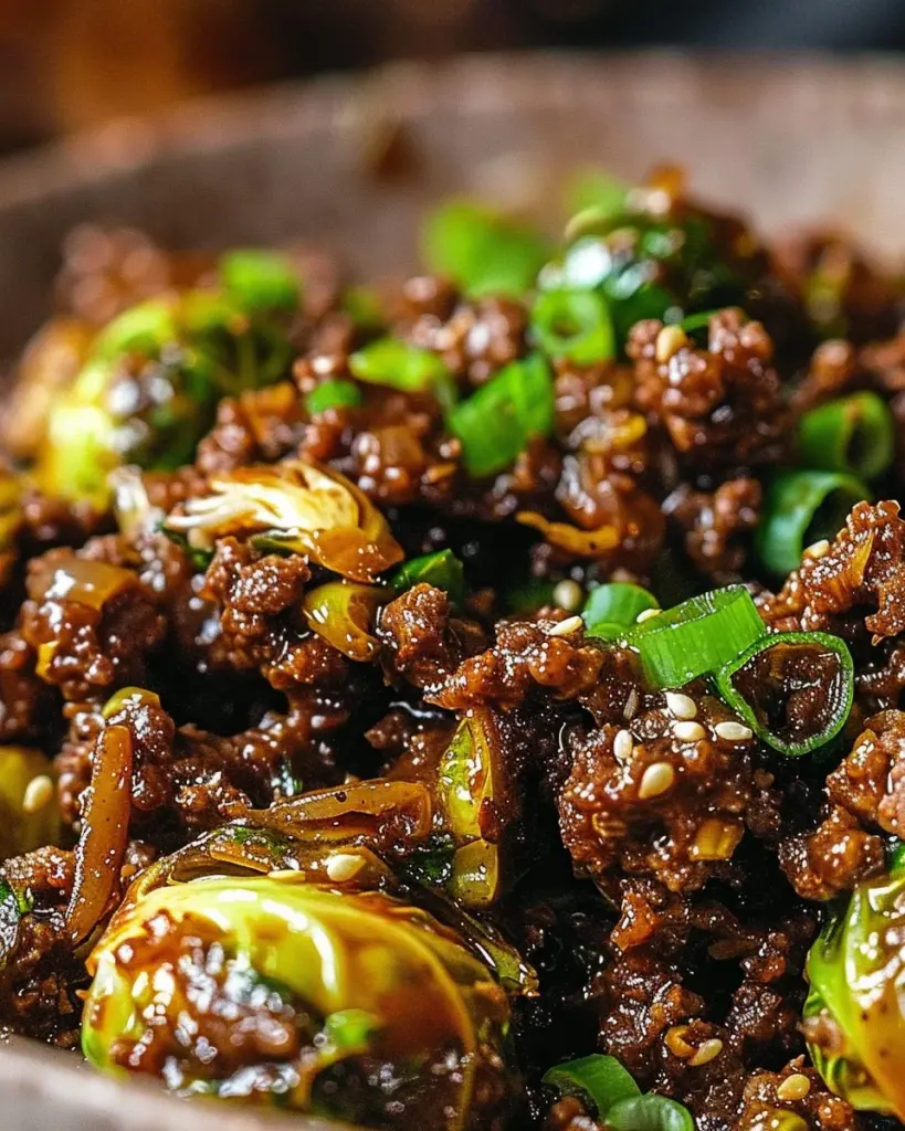 Ground Beef and Brussels Sprouts