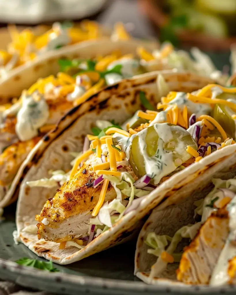 Dill Pickle Ranch Smash Chicken Tacos with Crispy Cheese Lace