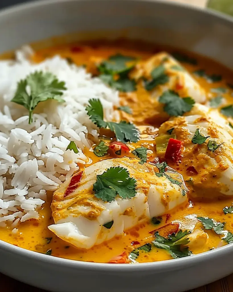 Coconut Lime Fish Curry with Jasmine Rice