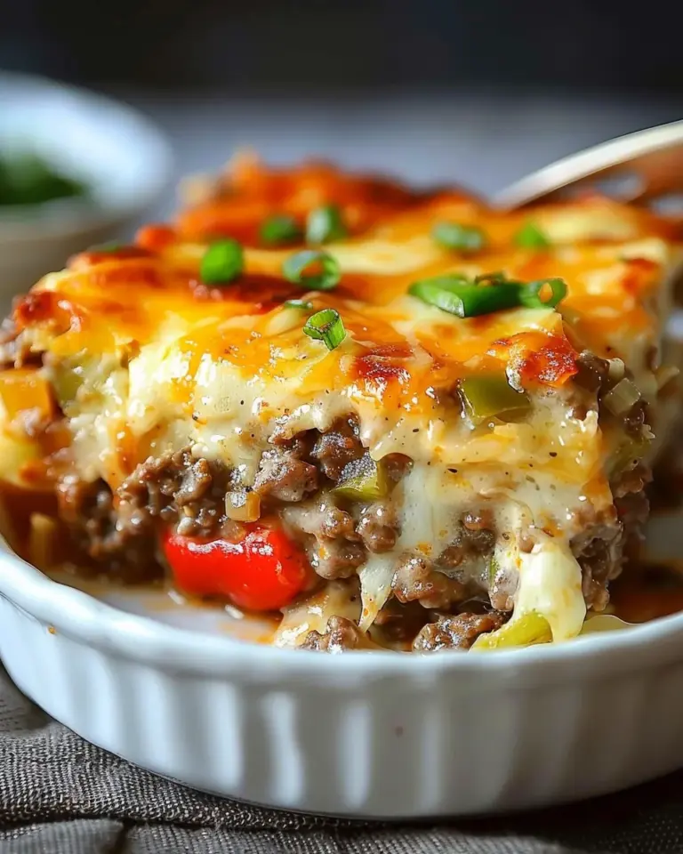 Low Carb Philly Cheesesteak Casserole