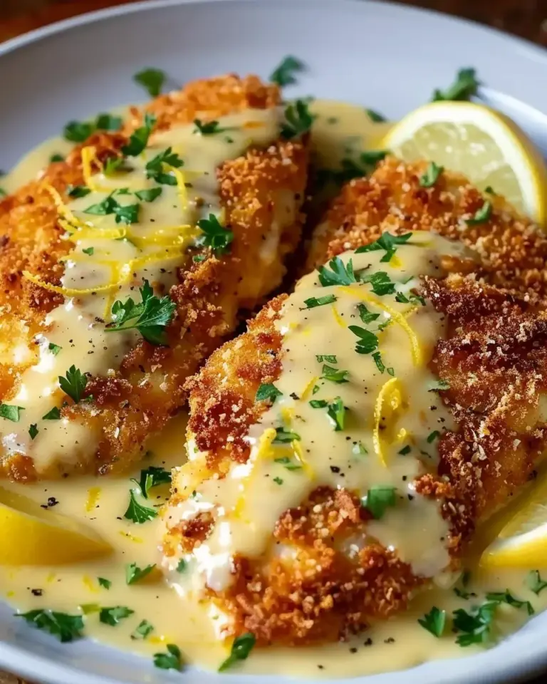 Lemon Pecorino Crusted Chicken with Creamy Lemon Sauce