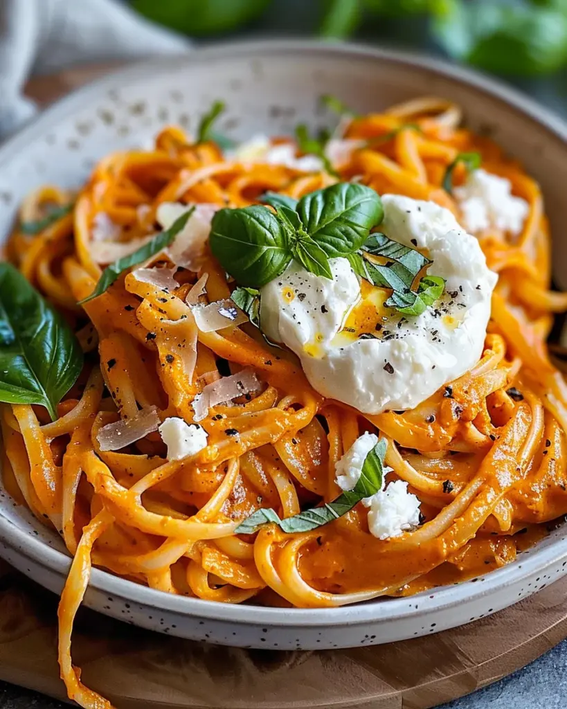 Creamy Red Pepper Pasta with Burrata & Herbs: An Incredible Ultimate Recipe