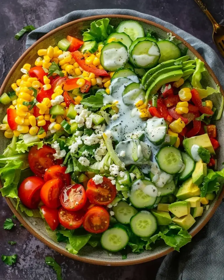 Zesty Divorce Salad with Crunchy Vegetables and Creamy Dressing