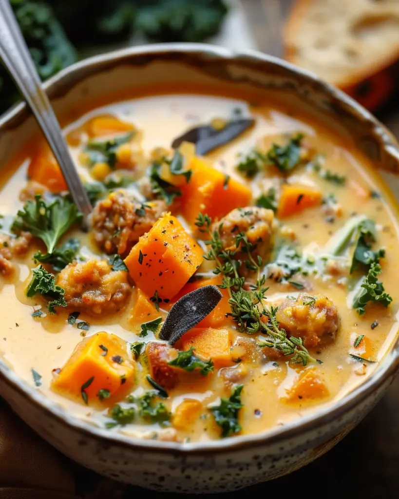 Creamy Sweet Potato and Sausage Soup
