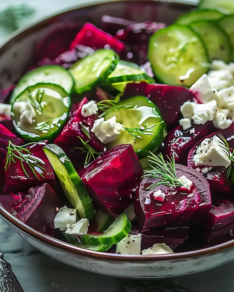 Beet Salad with Feta, Cucumbers, and Dill