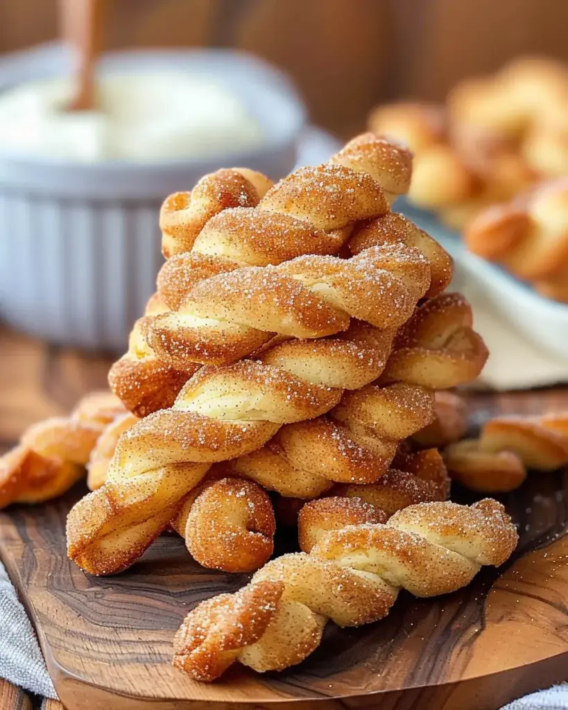 Air Fryer Cinnamon Sugar Twists With Cream Cheese Dip