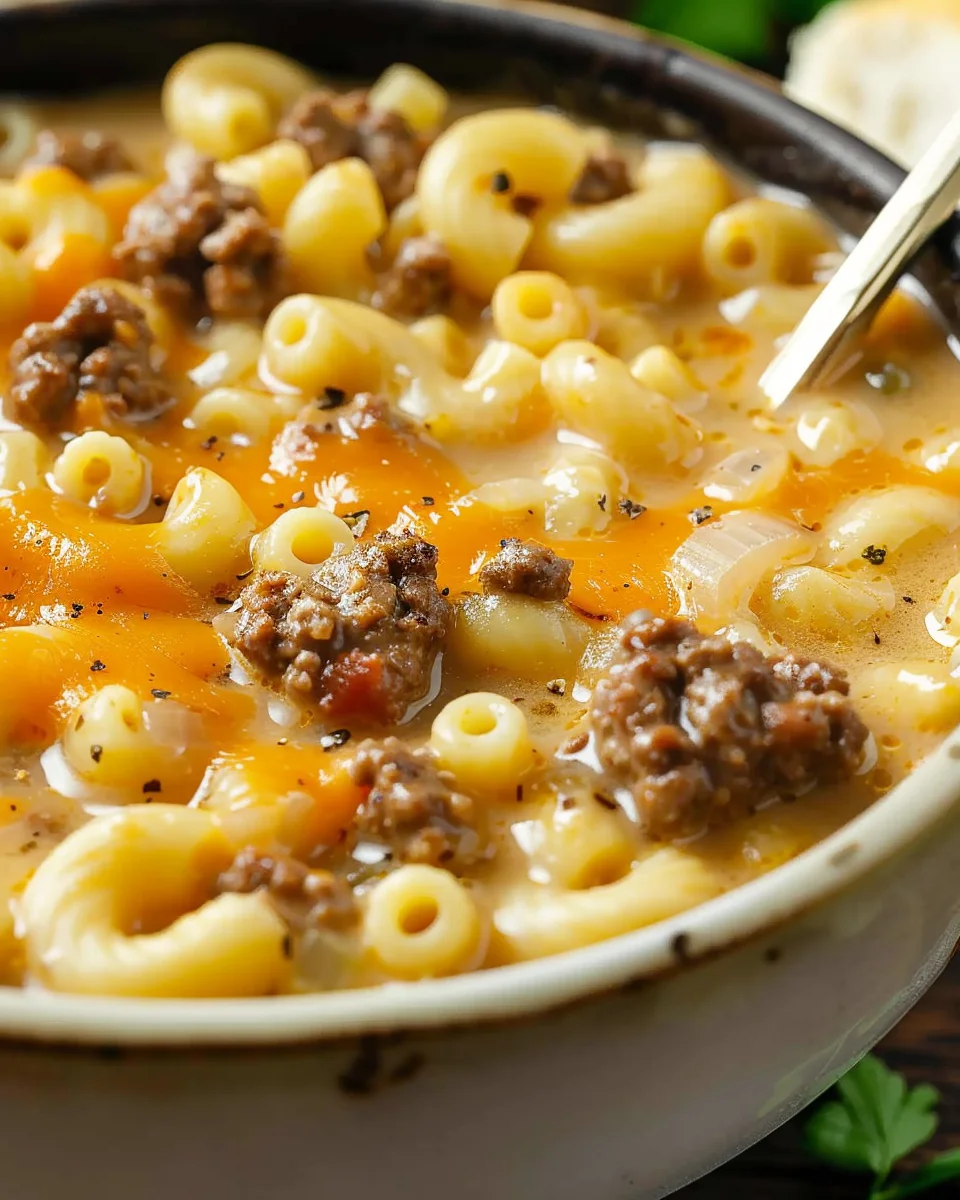 Macaroni Cheeseburger Soup
