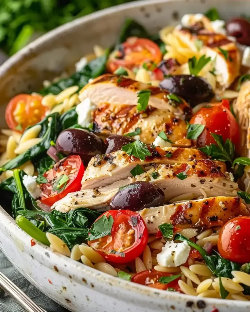 High Protein Mediterranean Chicken Orzo