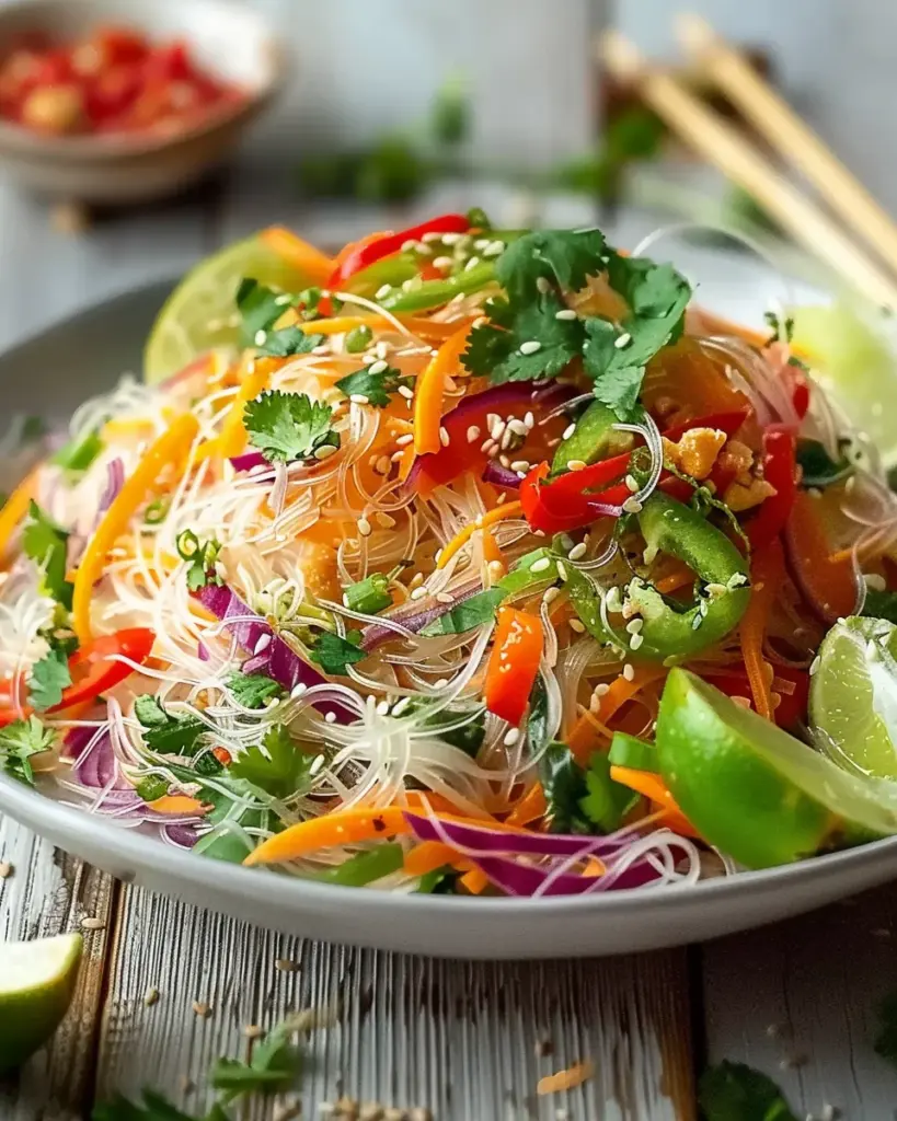 Asian Noodle Salad with Ginger-Lime Dressing Recipe