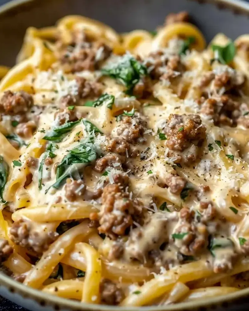 High Protein Creamy Beef Pasta