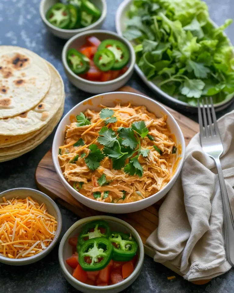 Slow Cooker Queso Chicken Tacos