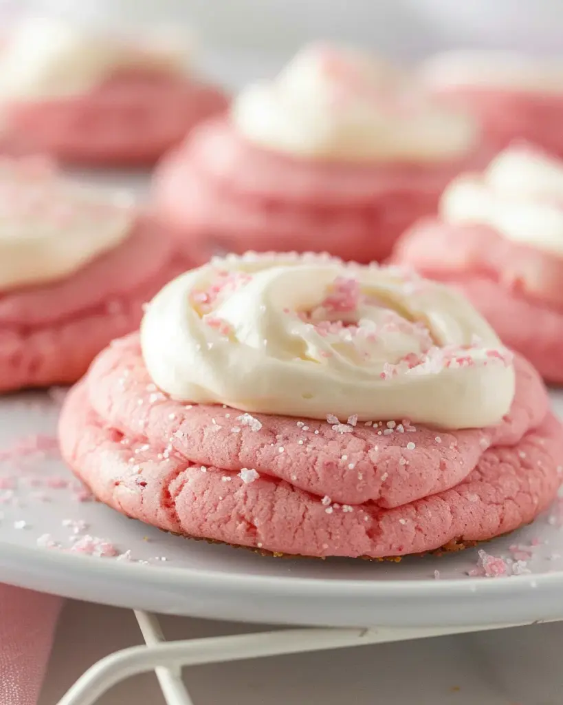 Copycat Crumbl Pink Velvet Cookies with a Cake Mix
