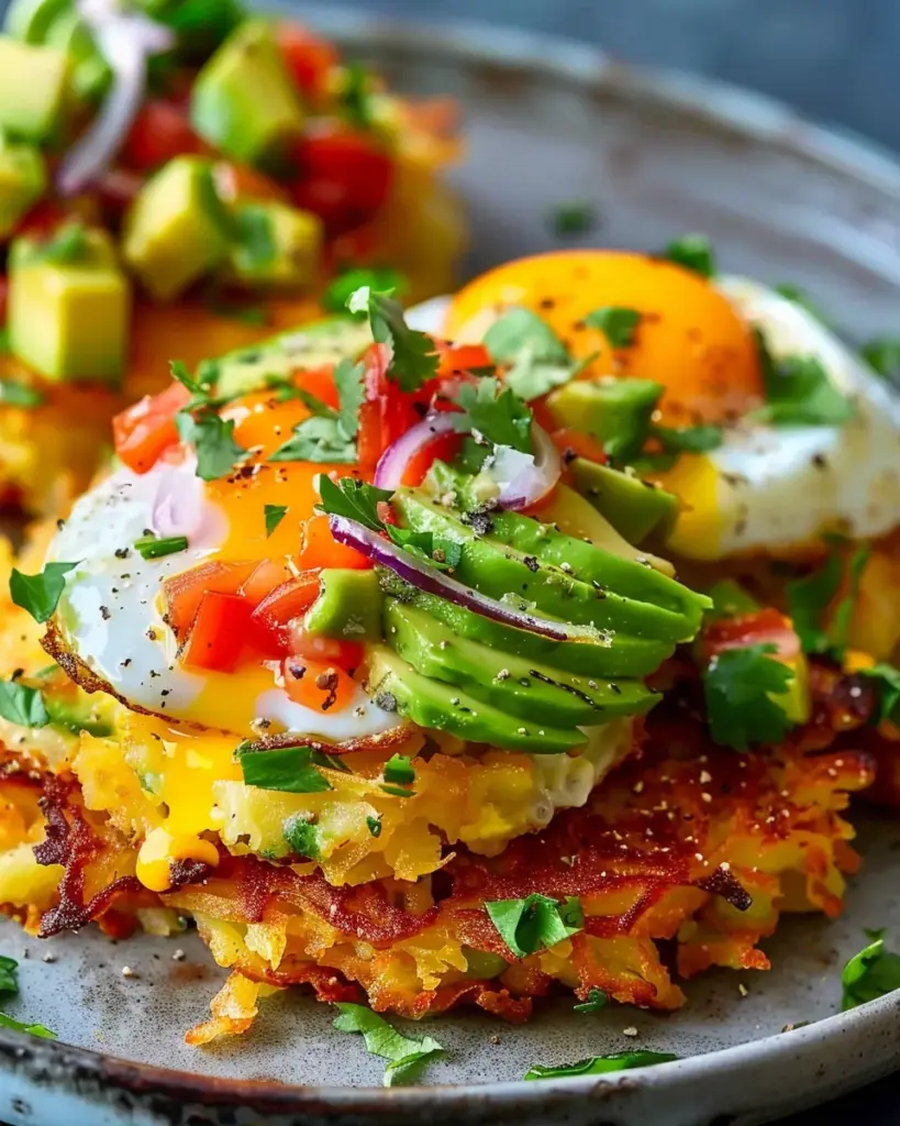 Loaded Hash Browns with Scrambled Eggs