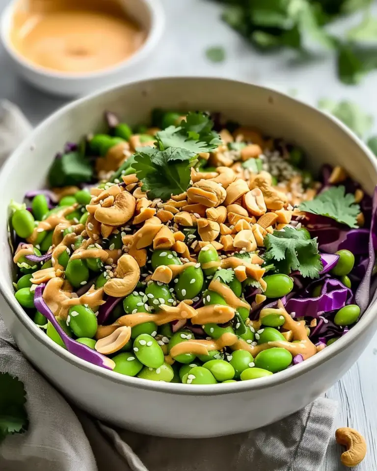 Crunchy Asian Edamame Salad with Peanut Dressing Recipe