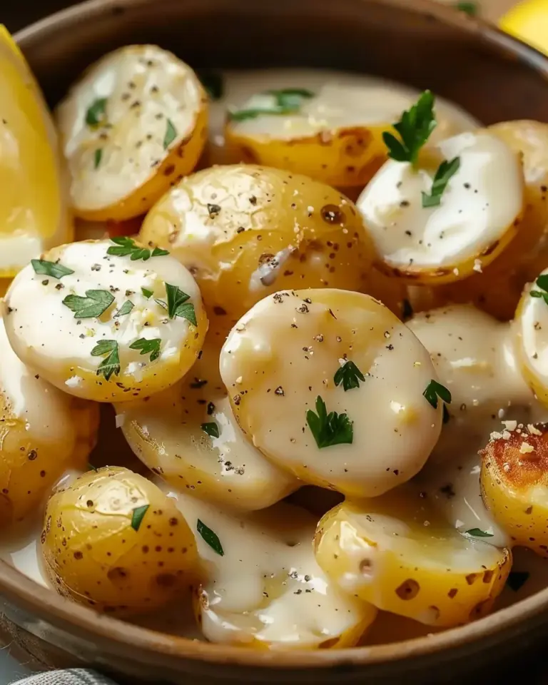 Creamy Garlic Sauce Baby Potatoes