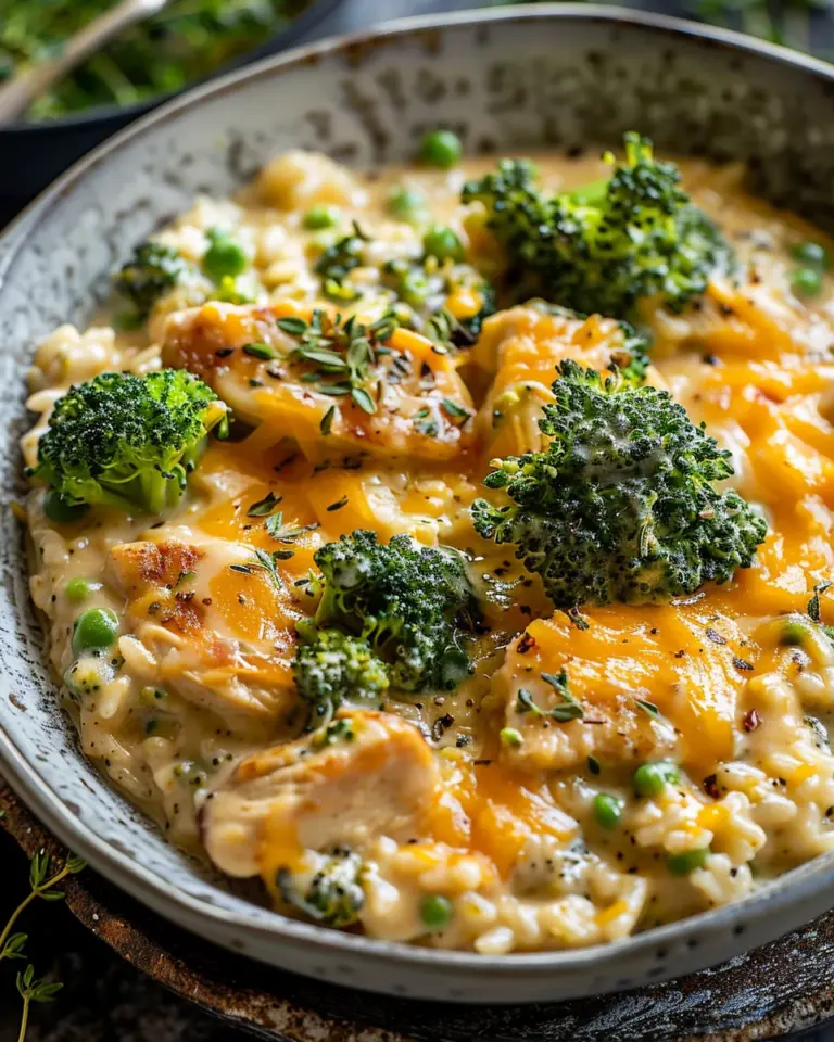 Creamy Broccoli Cheddar Chicken Rice Delight