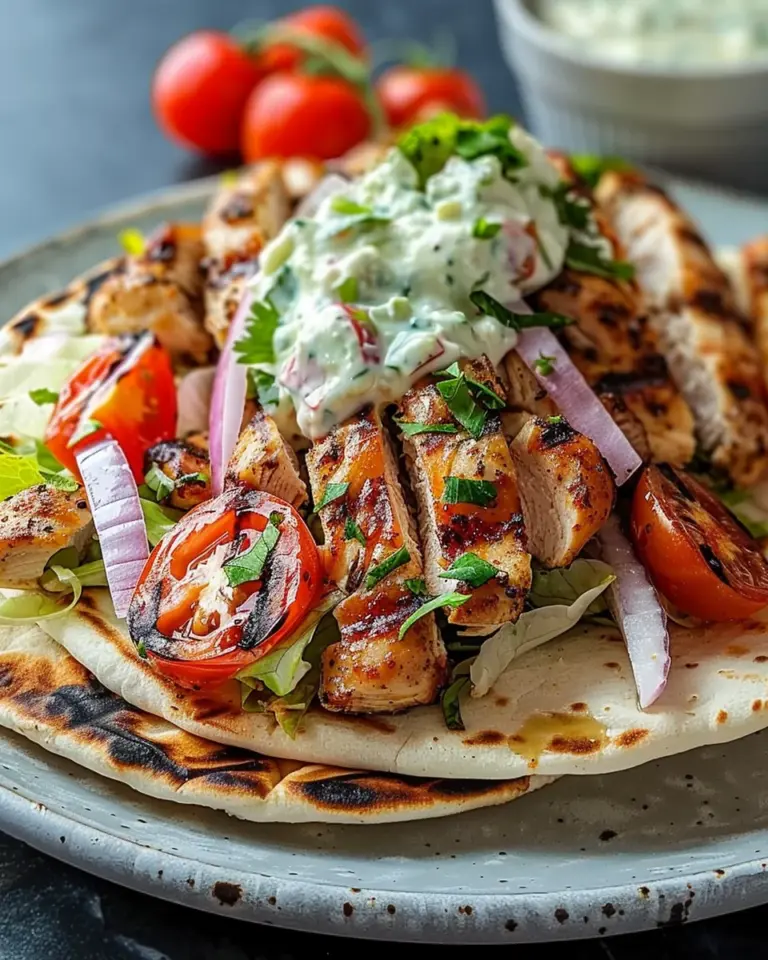 Greek Chicken Gyros with Lemon-Herb Marinade and Tzatziki