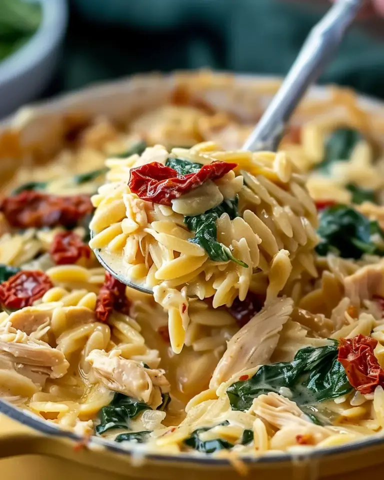 Classic Crockpot Tuscan Chicken Orzo