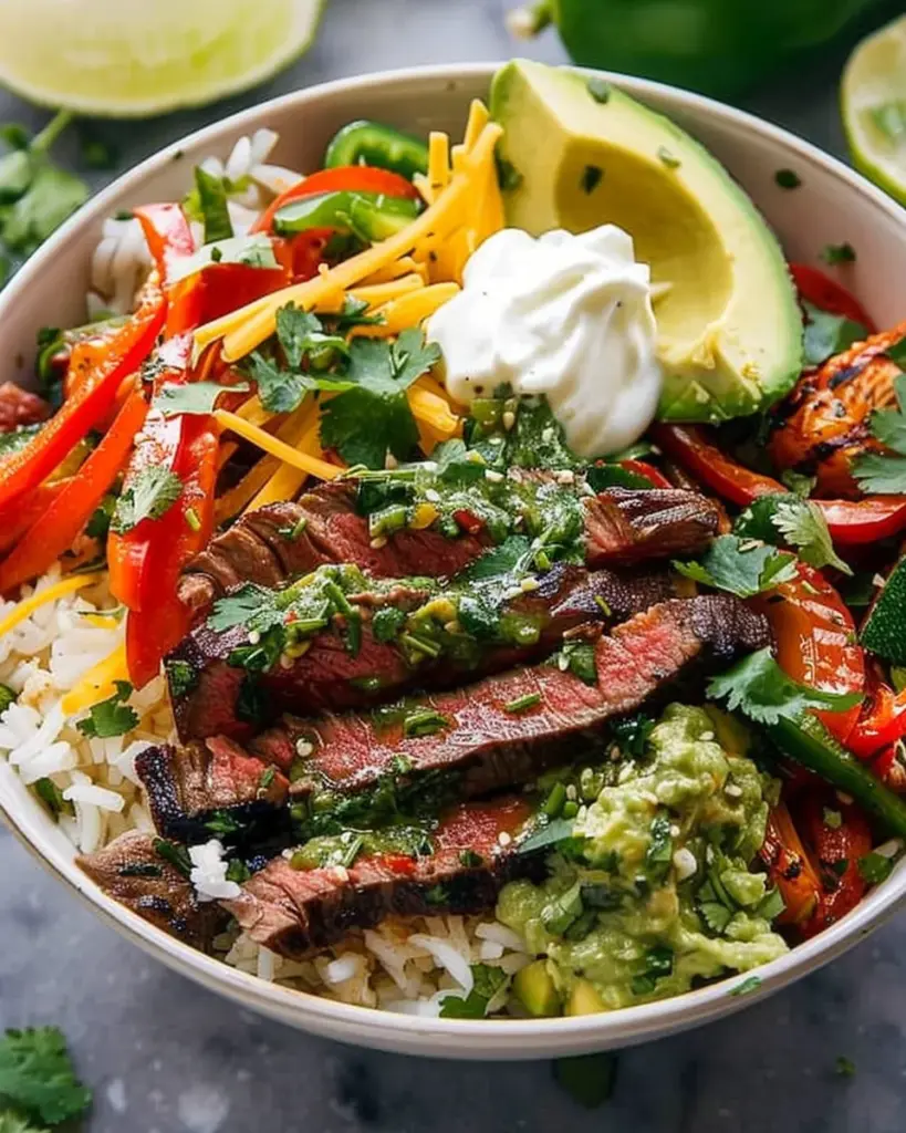 Easy Smoky Steak Bowl with Veggies and Rice