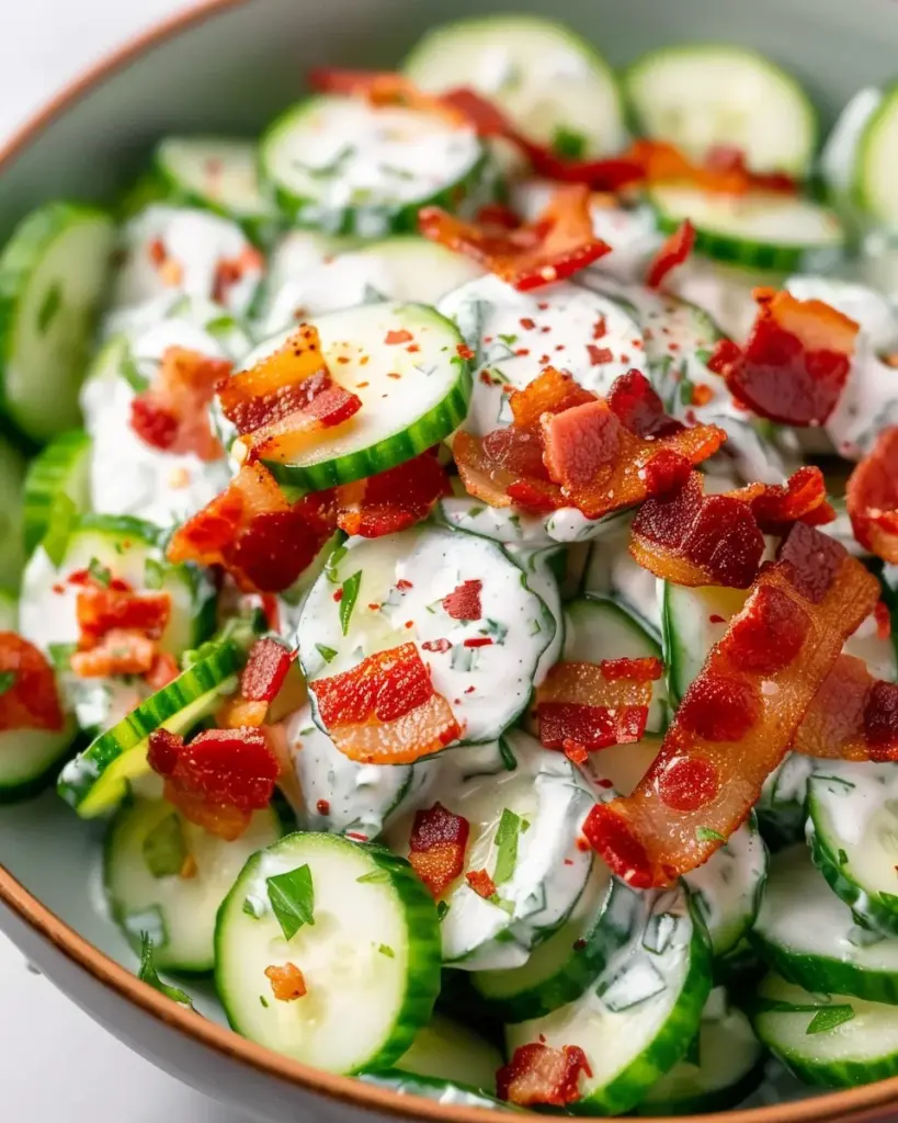 Crunchy Cucumber Salad with Bacon