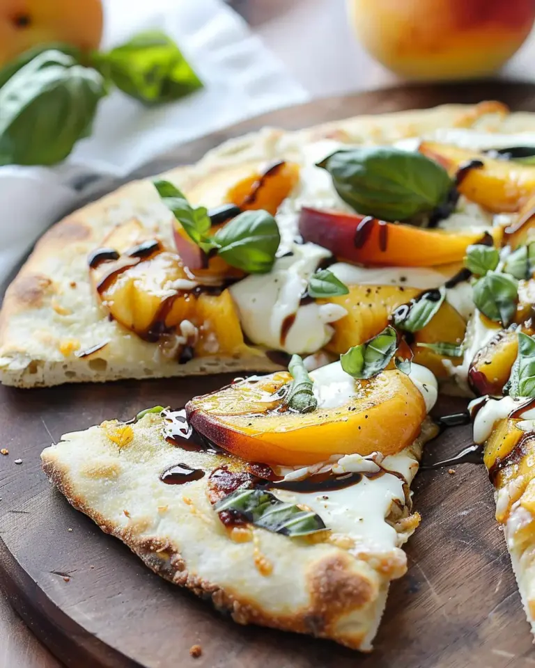 Easy Peach & Basil Naan Bread Pizza