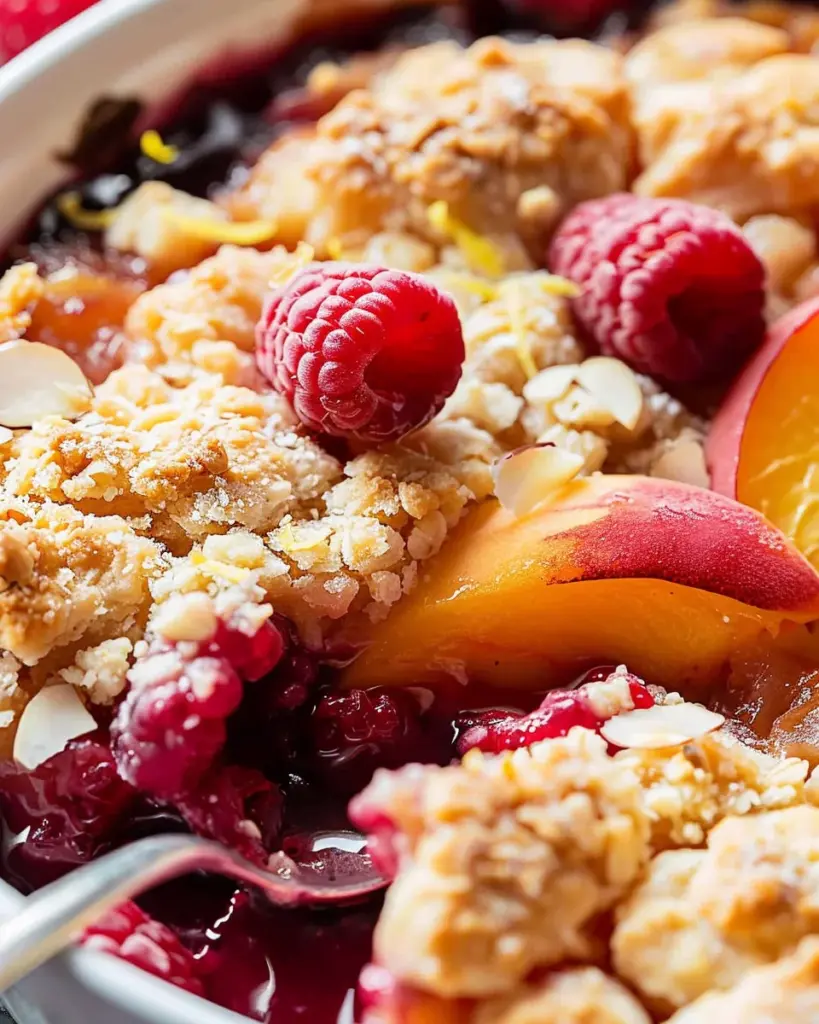 Easy Peach and Raspberry Cobbler