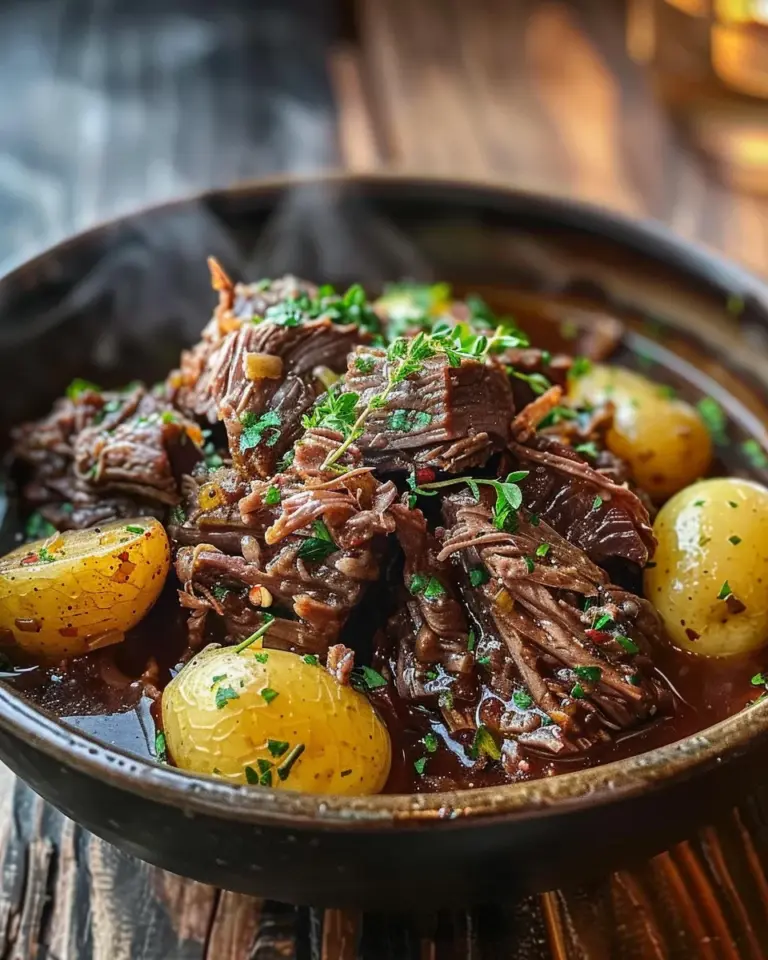 Slow Cooker Garlic Butter Beef with Potatoes